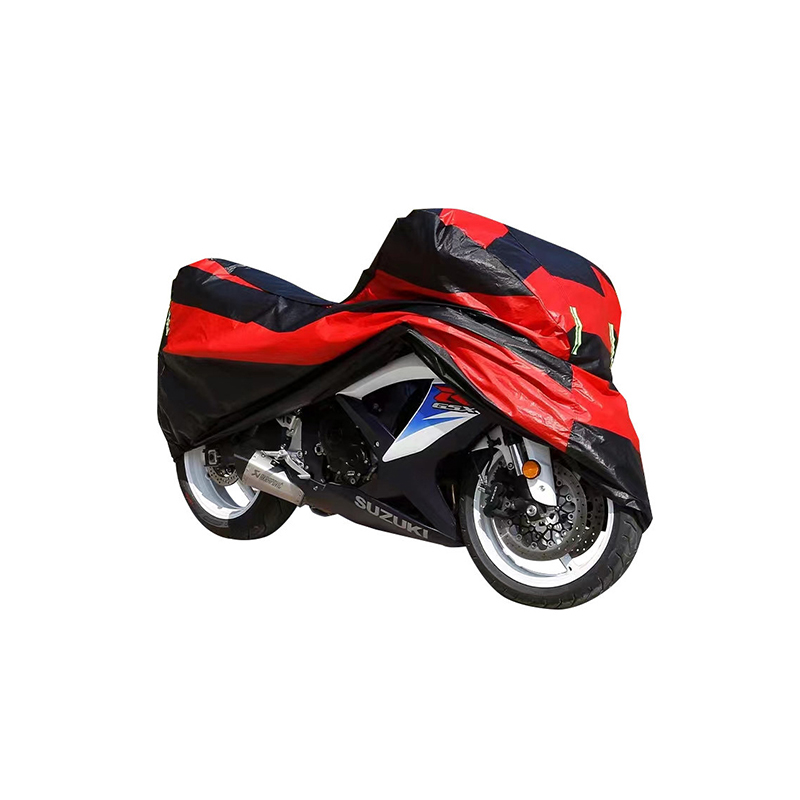 Couverture de moto en film d'aluminium de couleur rouge et noire assortie