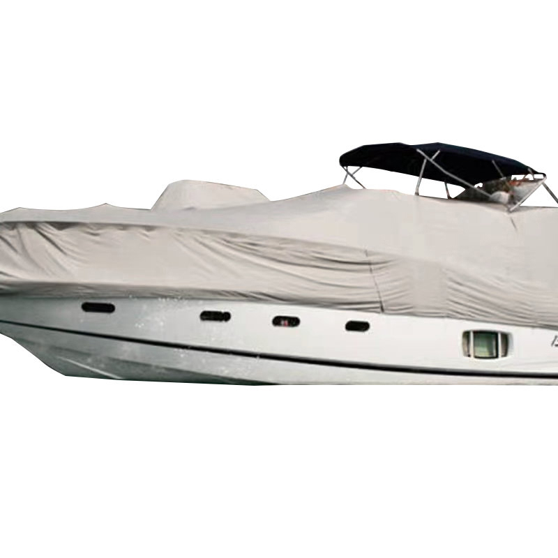 Housse de bateau en tissu Oxford gris et blanc résistant aux UV